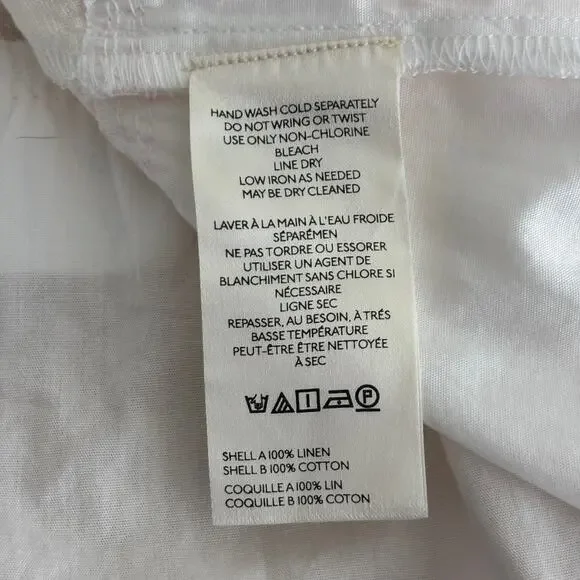 Pilcro Anthropologie Women's Top S White Raw Edge Linen Swing Coastal Boho - Picture 13 of 16